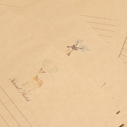 Bộ 2 giấy viết thư Kraff họa tiết Vintage kèm phong bì (PB03)