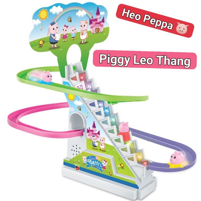 Heo Peppa Leo Bậc Thang Cầu Trượt Có Nhạc Đèn, Piggy Peppa Leo Thang, Heo Leo Cầu Thang