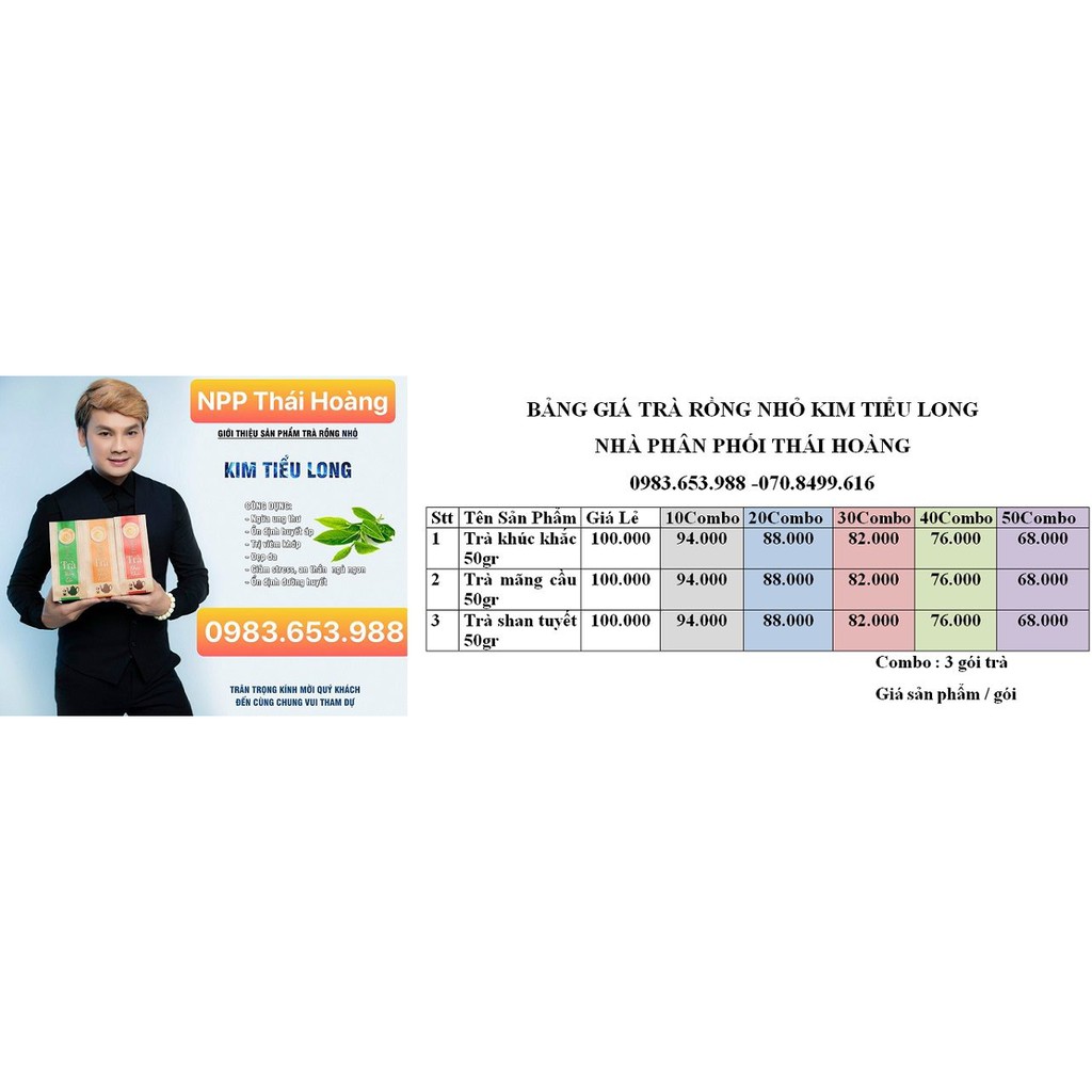 [HOT HOT] COMBO 3 LOẠI TRÀ RỒNG NHỎ CHUYÊN TRỊ MẤT NGỦ [ĐỘC QUYỀN NGHỆ SĨ KIM TIỂU LONG] - NHÀ PHÂN PHỐI THÁI HOÀNG | BigBuy360 - bigbuy360.vn