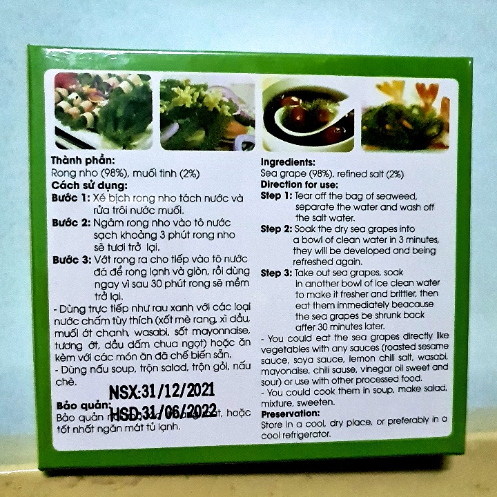 Rong nho tách nước Sea Việt hộp 220g 11 gói - sản xuất bằng rong nho biển tươi ngon | BigBuy360 - bigbuy360.vn