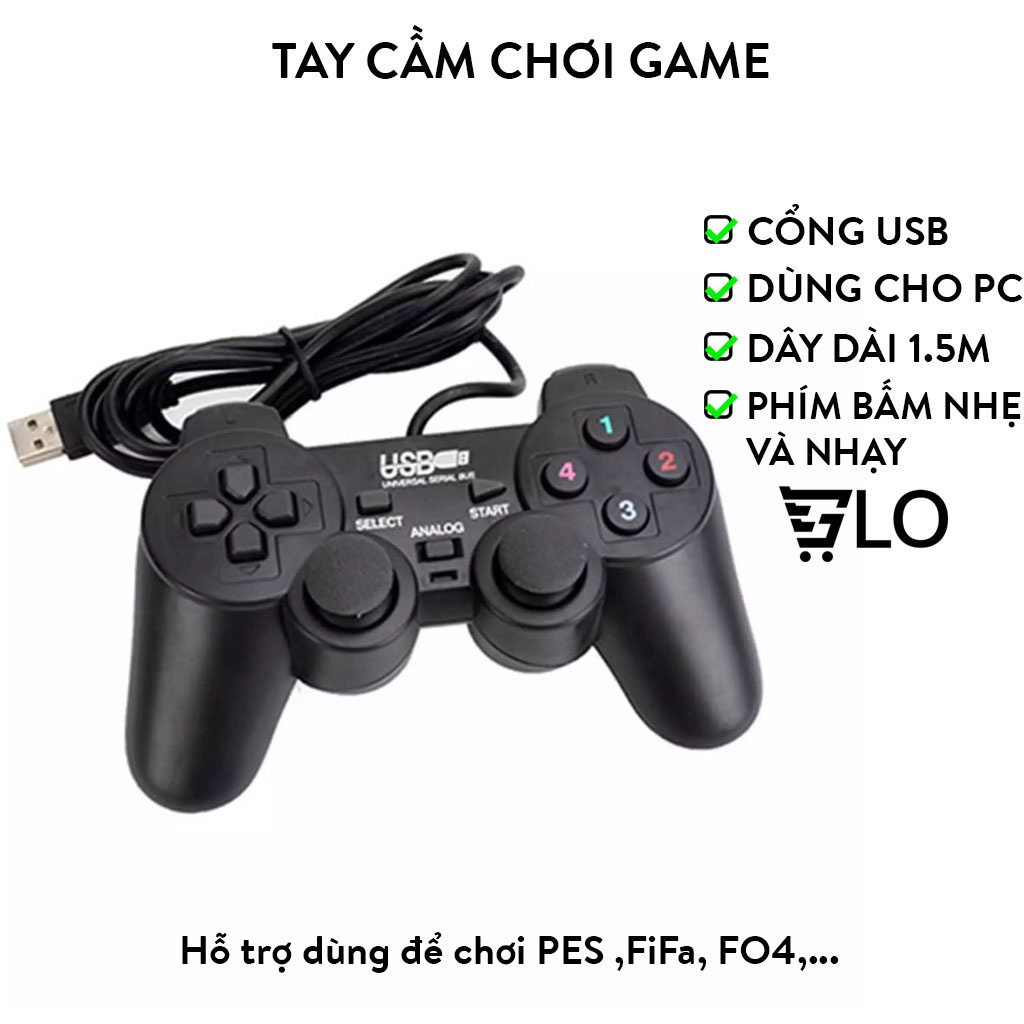 Tay Cầm Chơi Game Đơn Có Rung Cổng USB - Gamepad Cho PC Laptop Chơi FO4, Genshin Impact