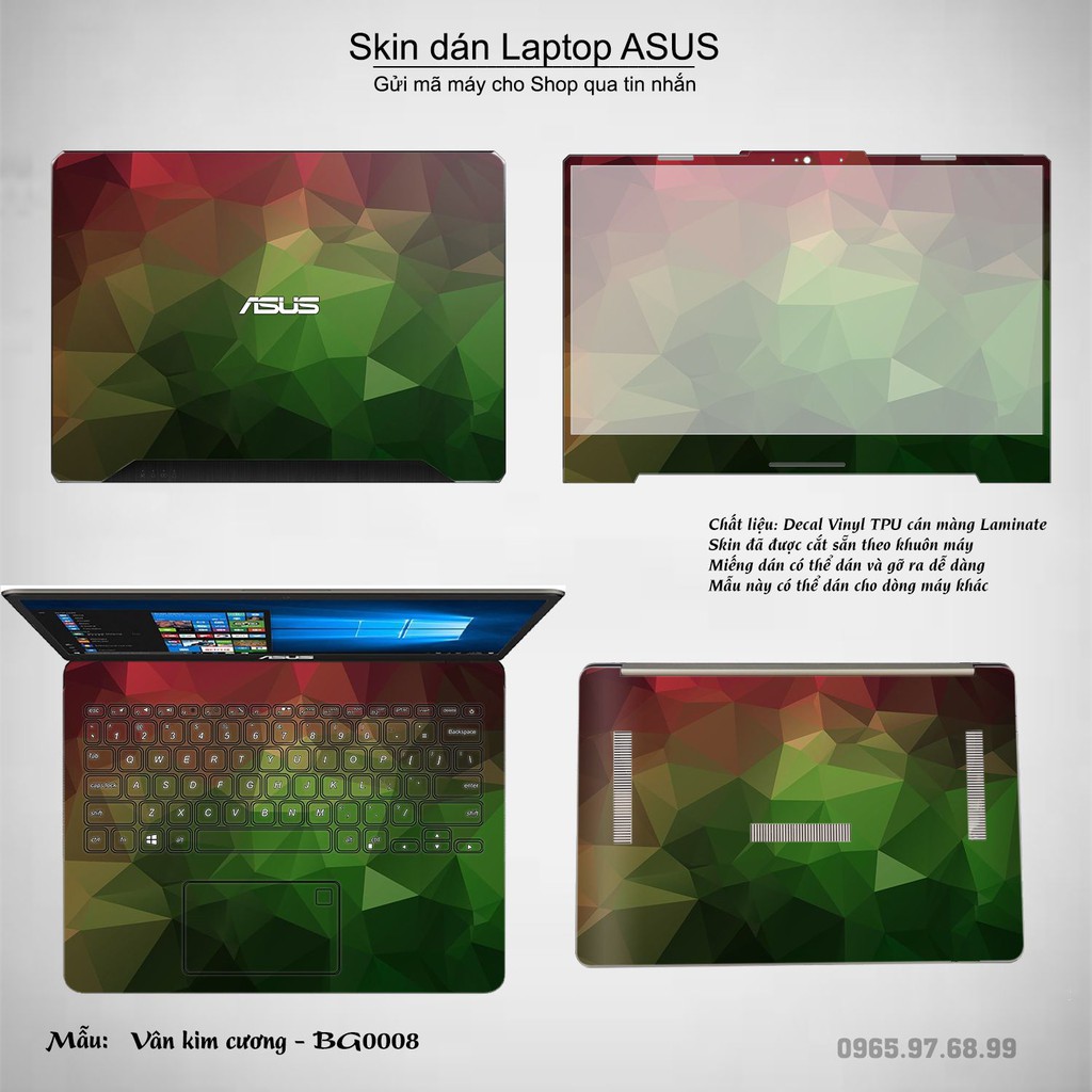 Skin dán Laptop Asus in hình Vân kim cương (inbox mã máy cho Shop)