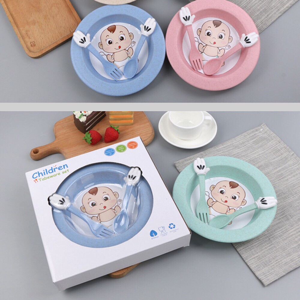 SET ĐĨA KÈM THÌA + DĨA ĂN DẶM LÚA MẠCH CHILDREN