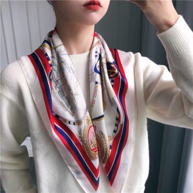 Khăn lụa vuông 70x70 turban quàng cổ,áo khăn yếm bandana thời trang đội đầu - Maben