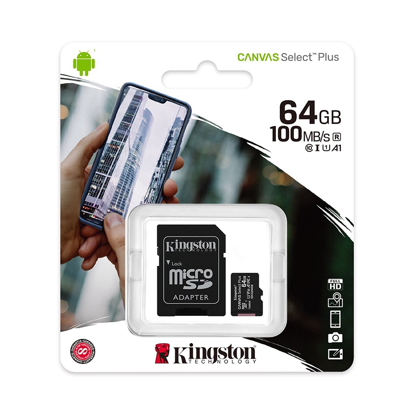 Thẻ nhớ micro SDXC Kingston 64GB Canvas Select Plus upto 100MB/s No Adapter