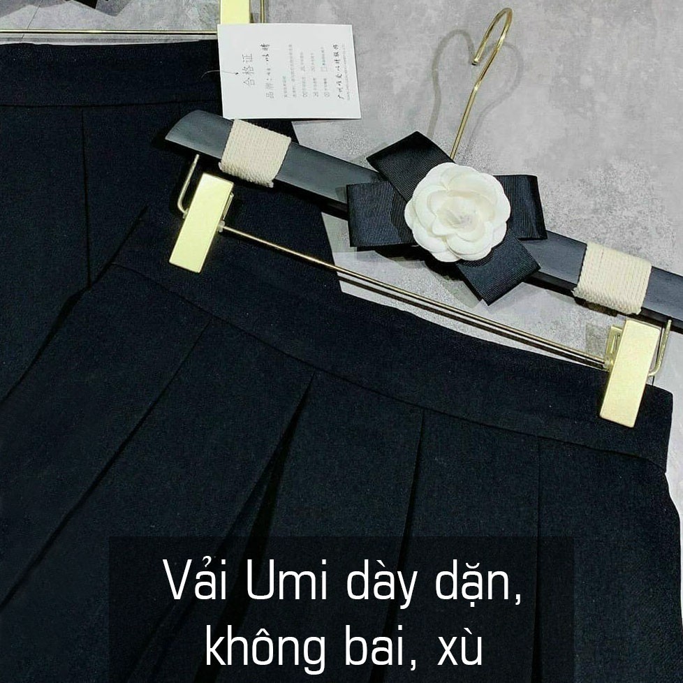Chân Váy Tennis 💓Freeship💓 Chân Váy Xếp Ly Ngắn Nữ Lưng Cao Màu Đen Chất Umi Hàn V300 | BigBuy360 - bigbuy360.vn