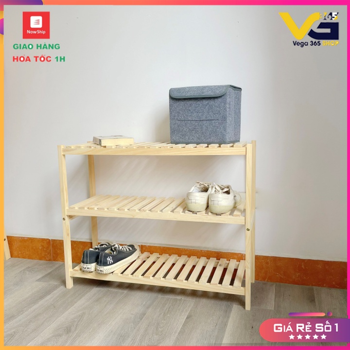 Kệ Giày Dép Gỗ  Thông 3 Tầng Decor, Trang Trí Phòng Vega365.vn