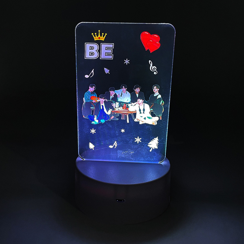 BTS Album BE 7 màu Acrylic Night Light USB Đèn bàn JUNGKOOK  LED Khung ảnh Ban đêm SUGA Dấu hiệu đèn USB Bảng đèn LED ảnh Đèn pin và đèn sạc