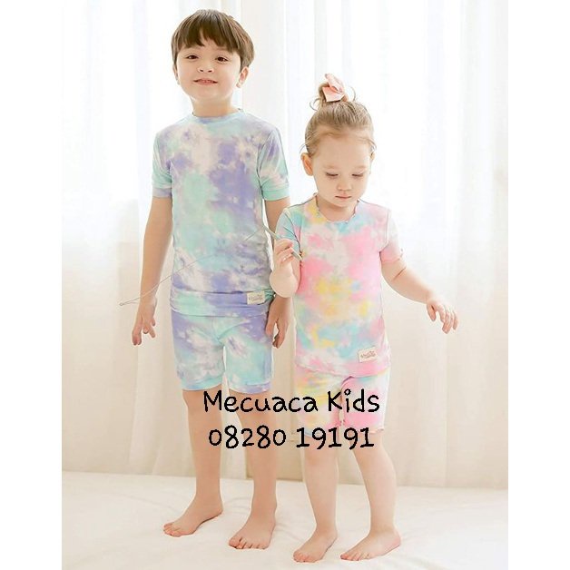 Bộ cộc tay thun co giãn vải bamboo Vaenait Baby hoạ tiết loang cho bé trai bé gái xuất Hàn dư xịn