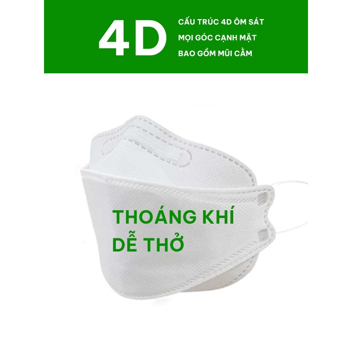 [ FREESHIP ] Set 50 Khẩu Trang 4D KF94 Cao Cấp 4 LỚP Siêu Kháng Khuẩn Chống Bụi Mịn Cực Tốt