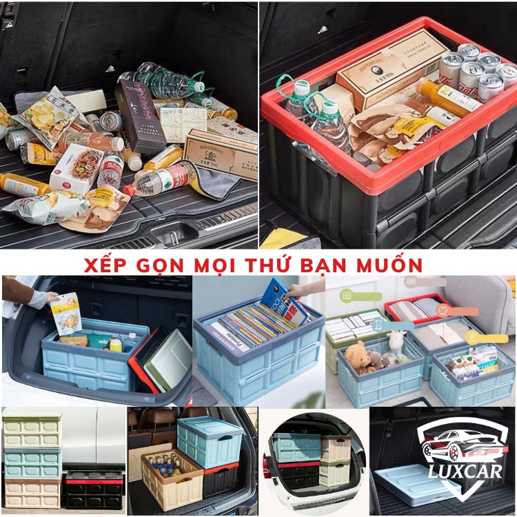 Thùng đựng đồ ô tô đa năng LUXCAR gấp gọn 30/55 Lít | Có túi lót - Hộp đựng đồ để cốp sau ô tô