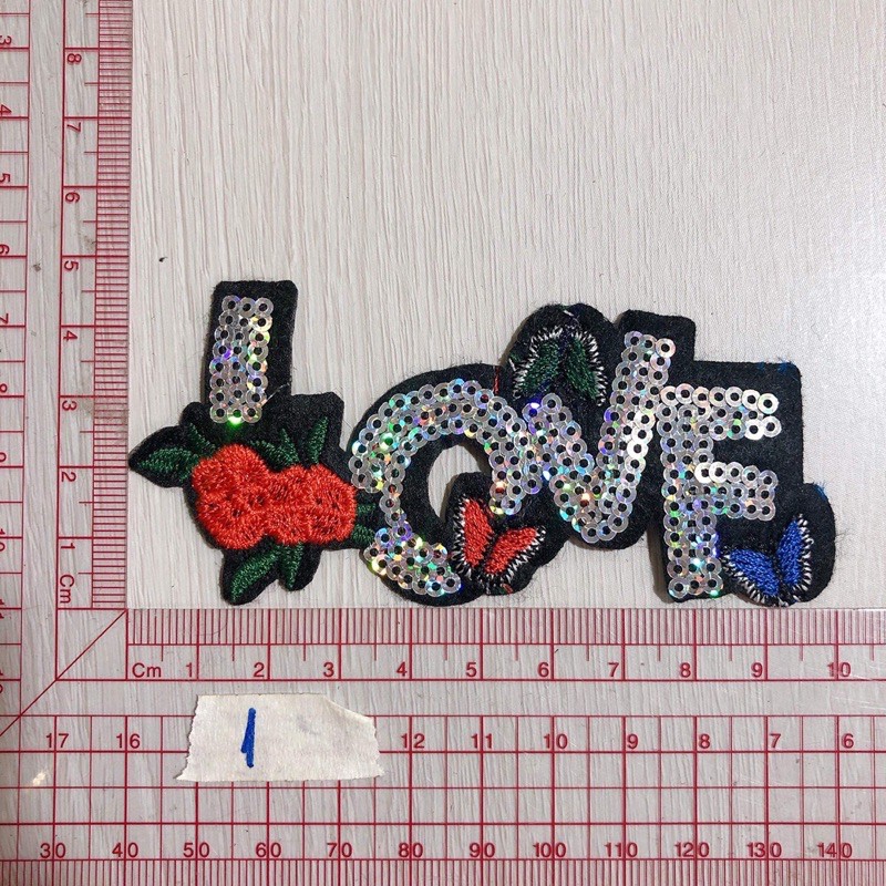 Sticker hình ủi chữ hoa kim sa phụ kiện may mặc trang trí quần áo, handmade,DIY