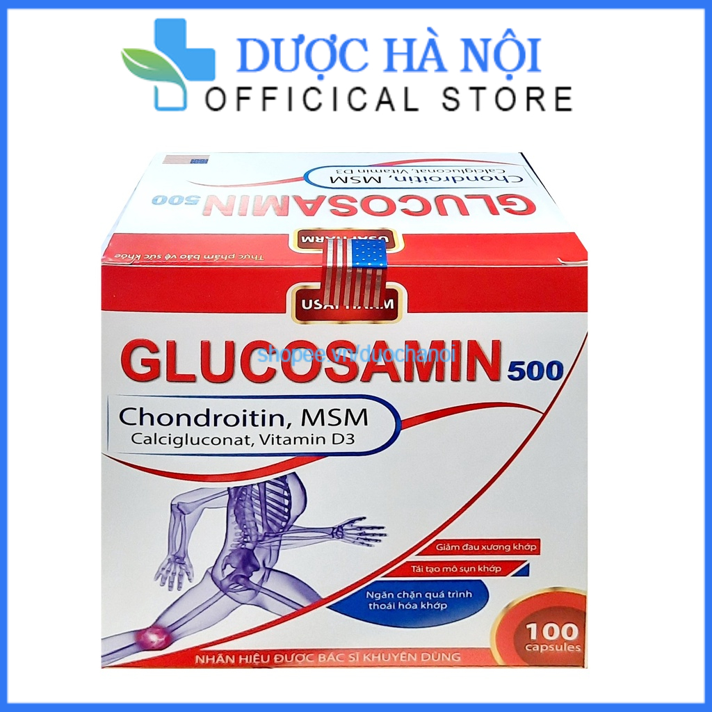 Viên xương khớp Glucosamin 500mg bỏ sung canxi d3 giảm đau nhức mỏi xương khớp , chống thoái hóa Hộp 100 viên