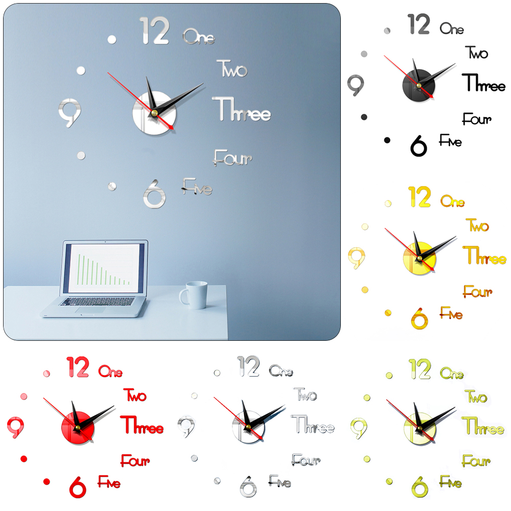 Đồng Hồ Dán Tường Mặt Gương 3d Tự Dính Không Gây Tiếng Ồn Trang Trí Phòng Khách / Phòng Ngủ Diy