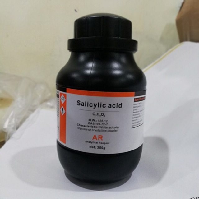 Chất Salicylic aci.d 99.5% BHA chai 250g Xylong axi.t salicylic C7H6O3 CAS 69-72-7 BHA