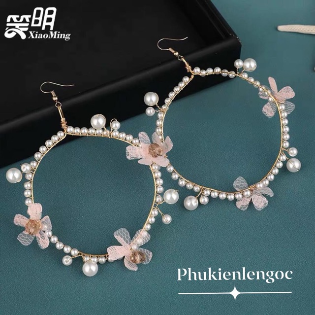 (Video thật) Vương miện cô dâu dễ thương kèm hoa tai xinh