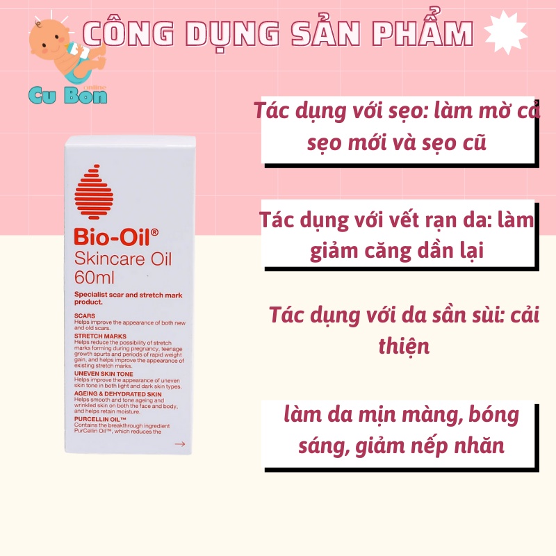 Dầu dưỡng giảm rạn da bà bầu sau sinh Bio Oil của Nam Phi (60ml và 125ml) làm mờ sẹo làm lạnh rạn cho mẹ bầu sau sinh