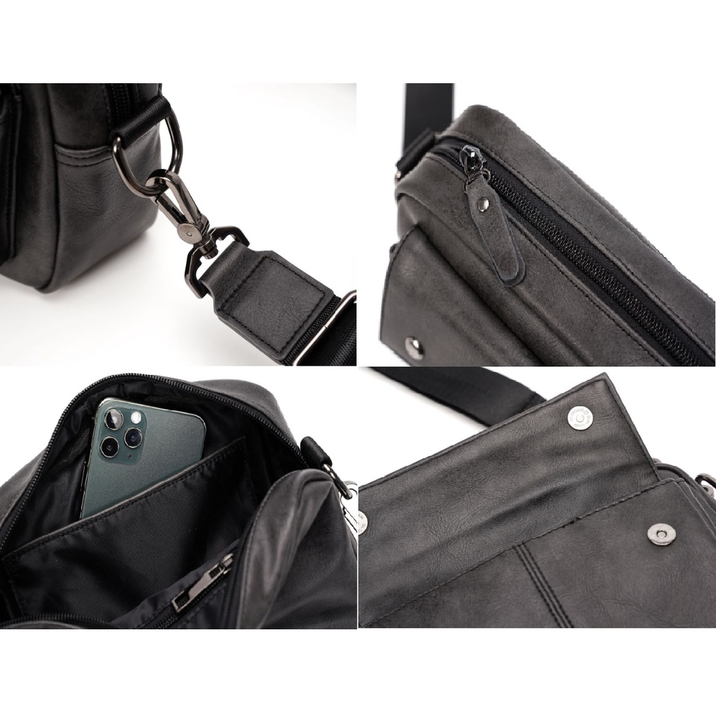 Túi Đeo Chéo Nam Cao Cấp 20103+7 Thời Trang Hàn Quốc Nhỏ Gọn Tiện Dụng Màu Xám Bạc Cá Tính Độc Lạ Da PU Mềm Mại Bền Đẹp