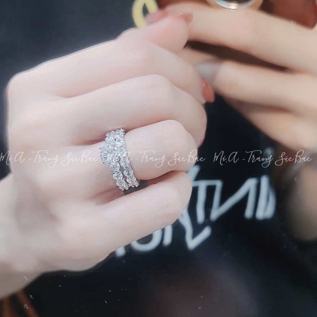 Nhẫn nữ bạc Ý S925 MiASJ full xoàng đá Cz cao cấp N203 N204