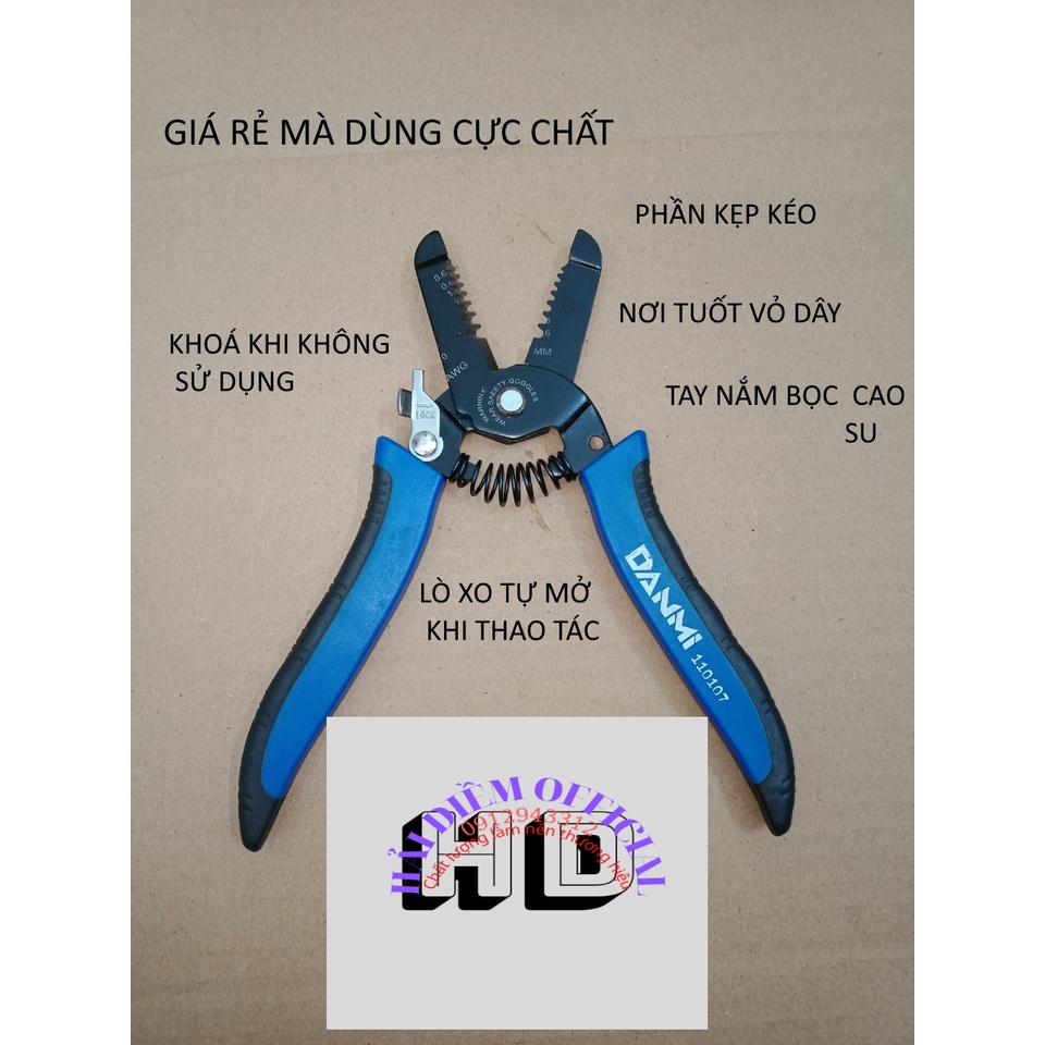 Kìm DAMMY cắt dây điện, tước vỏ dây, tách Kim loại mềm.chuyên dành cho thợ điện dân dụng