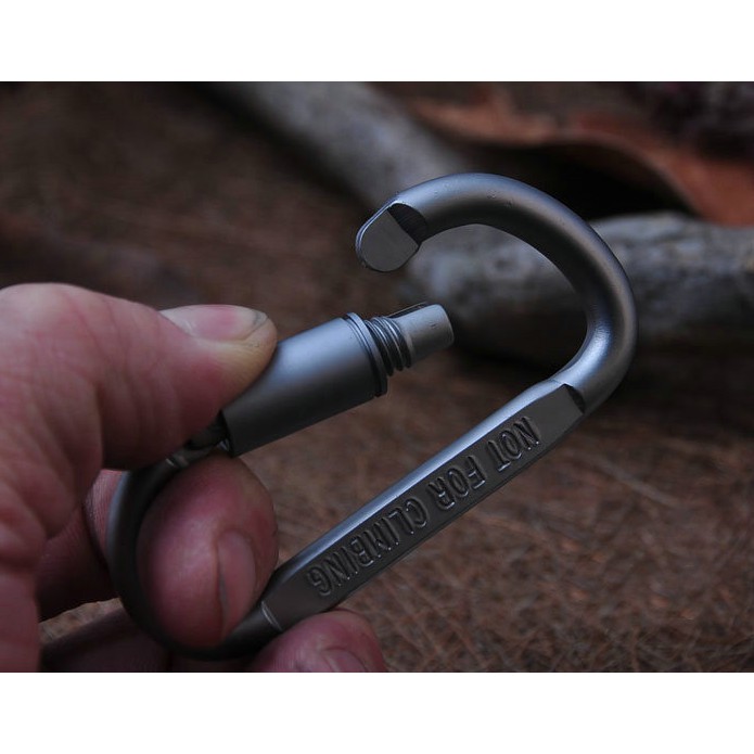 Móc khóa nhôm chữ D đa năng có ren vặn chốt khóa, móc nhôm Carabiner phượt, dã ngoại cắm trại - Camping VietNam