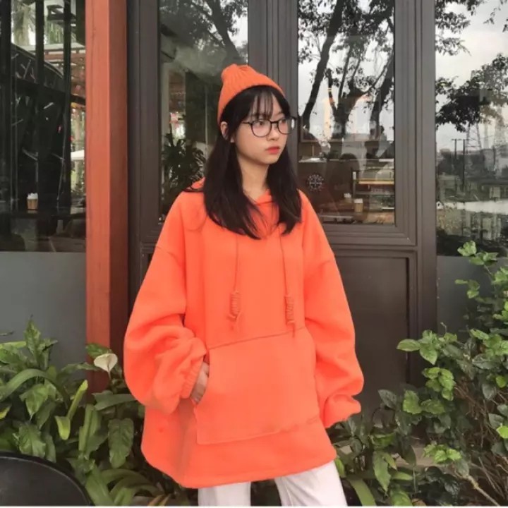 Áo Hoodie Trơn Màu Cam - Hoodie Orange Basic