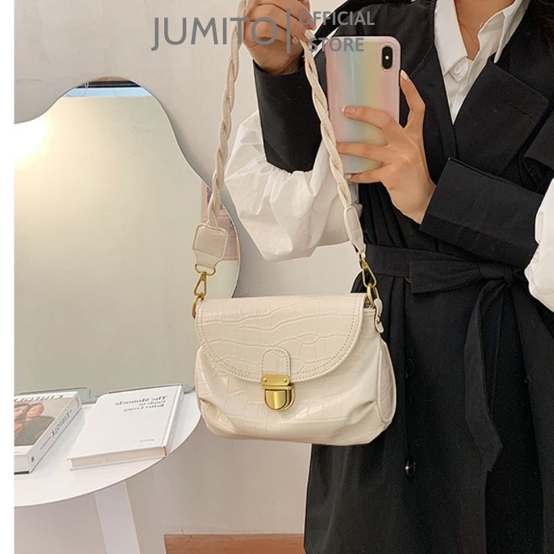 Túi đeo chéo kẹp nách nữ quai tết da mềm siêu xinh JUMITO SA928