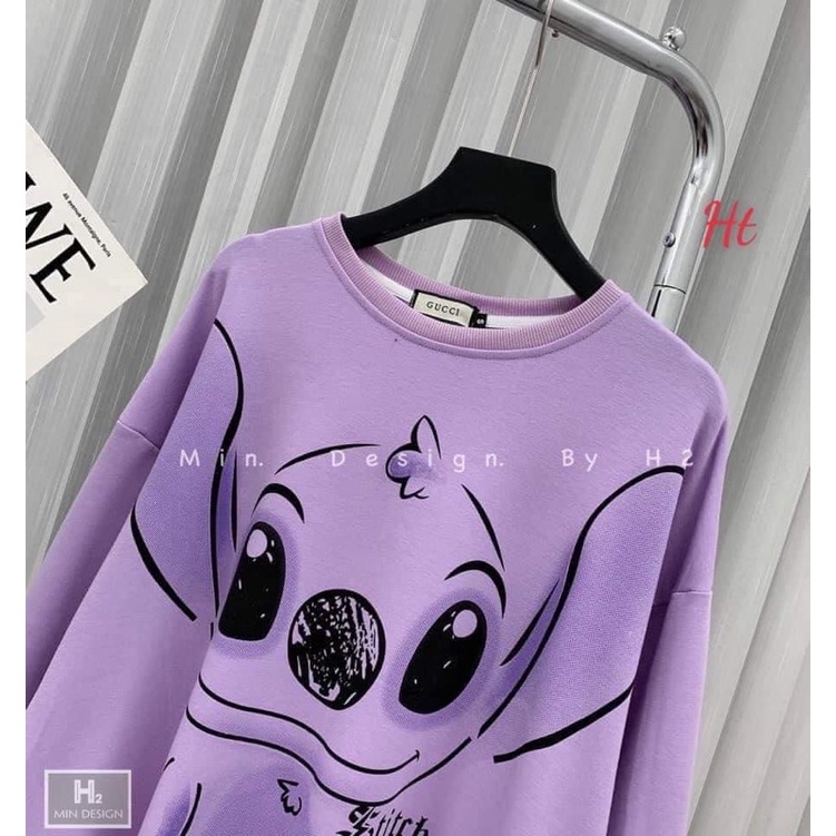 Áo swearter nỉ cotton Stich tím H2A