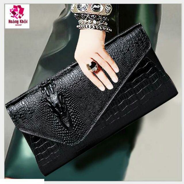Freeship 99k TQ_ví da đi tiệc cá sấu thời trang sang trọng HK189