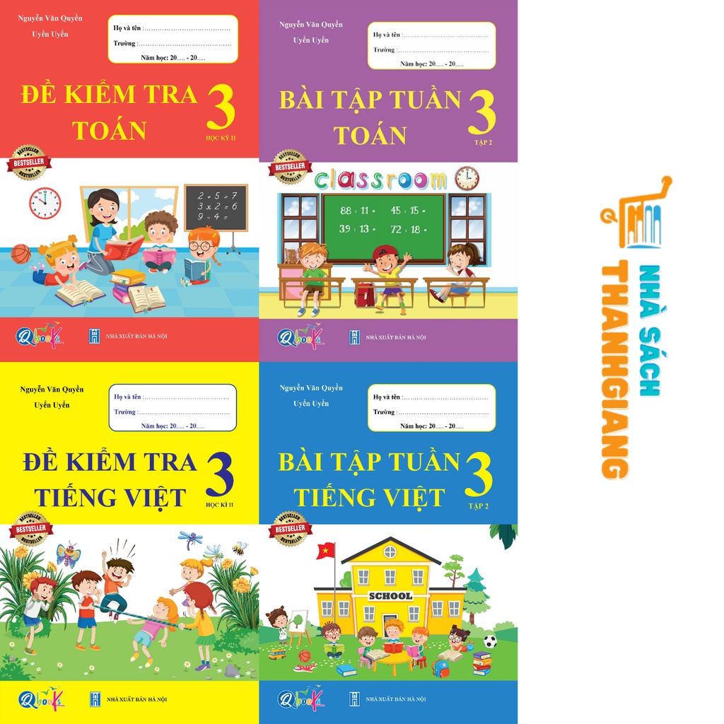 Sách - Combo Bài Tập Tuần và Đề Kiểm Tra Toán và Tiếng Việt 3 - Học Kì 2 (4 cuốn)