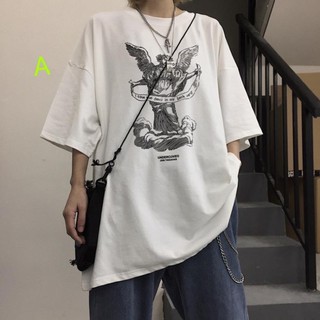 Áo phông tay lỡ [QUẢNG CHÂU] Áo unisex nam nữ form rộng mặc cặp đôi phong cách ulzzang taobao A95