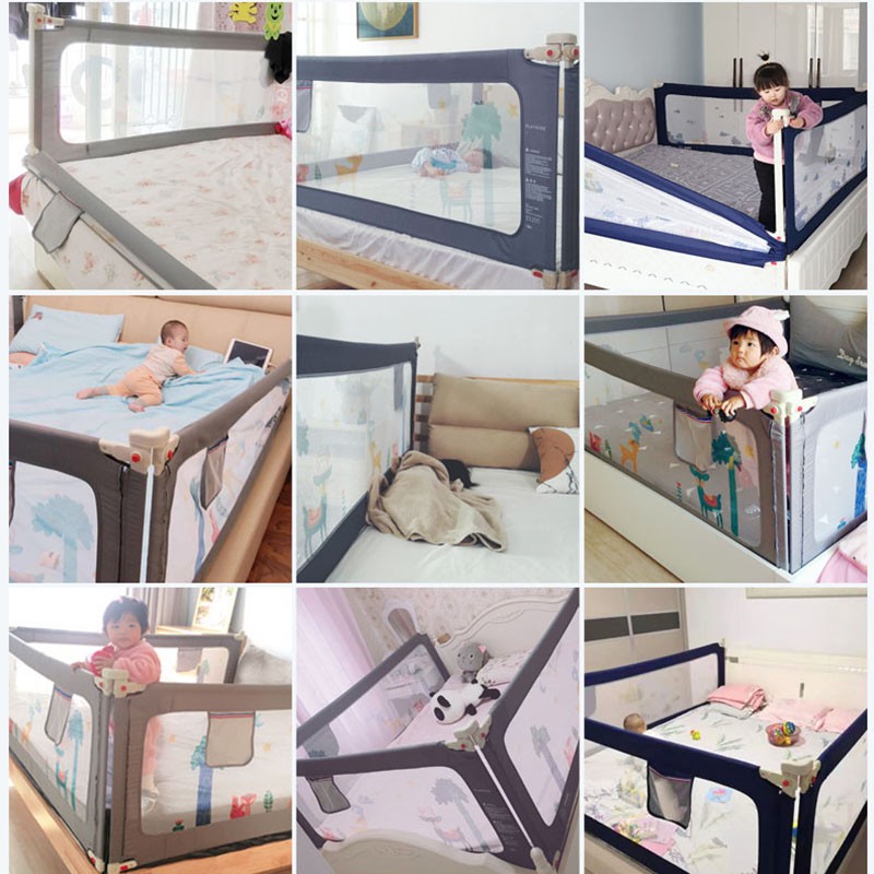 Thanh chắn giường cao cấp KidAndMom BR02 và  BR23 cao 105cm,24 nắc điều chỉnh, thiết kế chống kẹt, chống vấp ngã cho bé