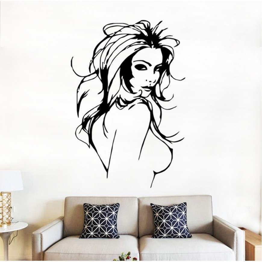 Decal dán tường - Cô Gái Đen phong cách