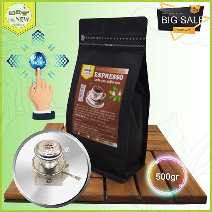 500gr Cafe ESPRESSO Nguyên Chất Dạng Hạt Máy - Hương thơm thanh thoát - Thể chất nhẹ-vị đậm nhất, đắng nhất - Coffee New | BigBuy360 - bigbuy360.vn