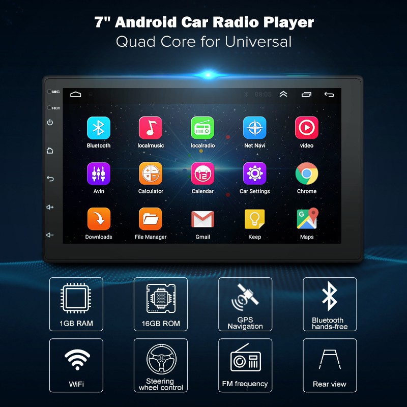 Đầu DVD Android Cho Ô Tô Tích Hợp GPS Chỉ Đường - Màn Hình ô tô 7inch Full HD Chạy Android Đa Năng