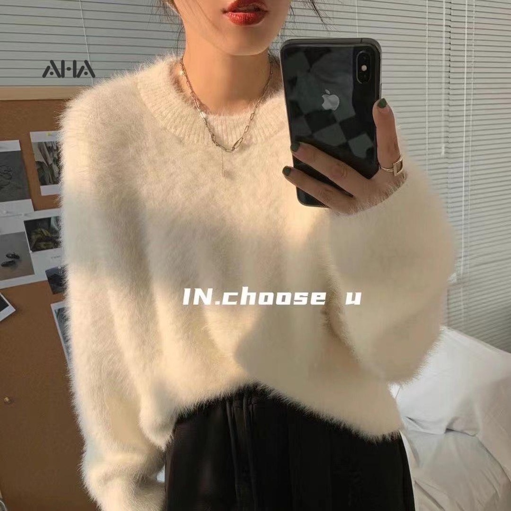 Áo Sweater Lông Cừu Dáng Rộng Ngắn Phong Cách Nhật Bản Thời Trang Thu Đông Hàng Mới 2022 Dành Cho Bạn Nữ