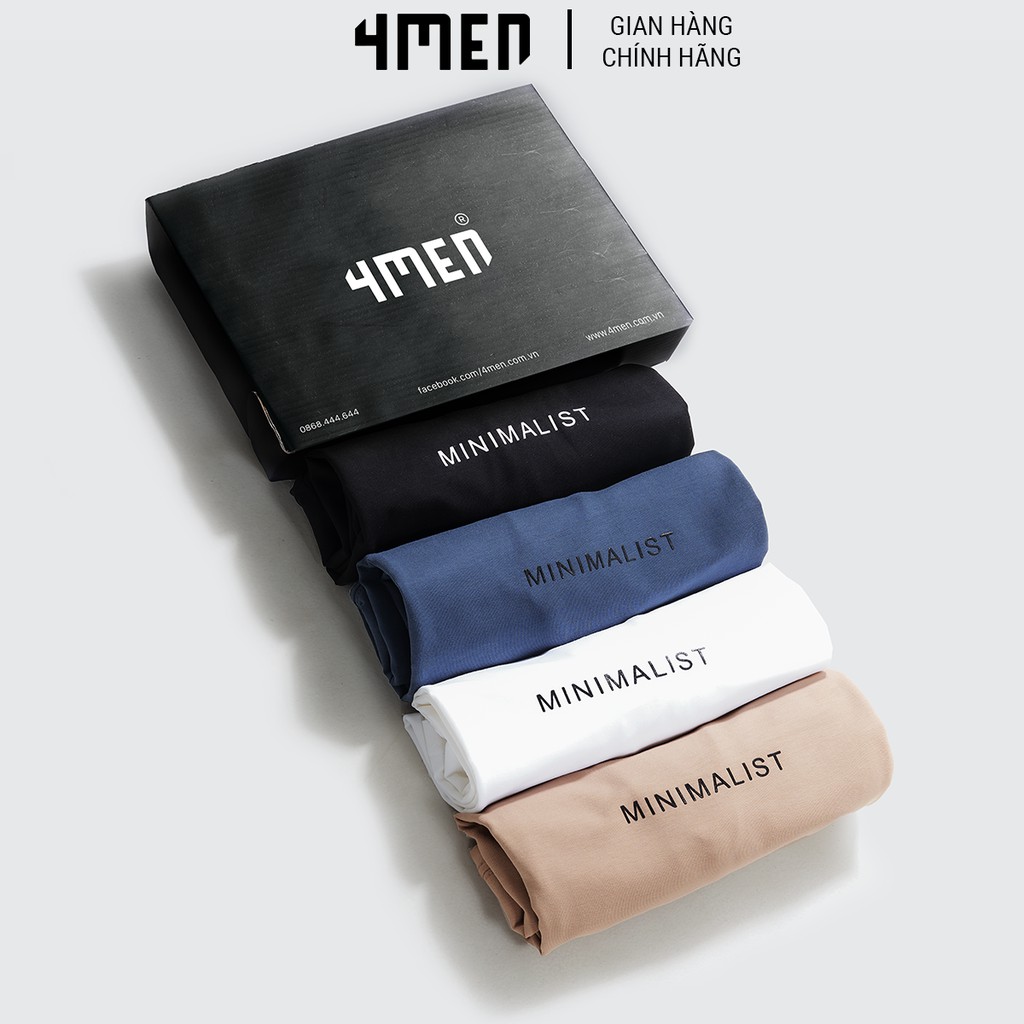 Áo thun nam cổ tròn 4MEN AT029 ngắn tay, in chữ MINIMALIST, vải thun cotton cao cấp đẹp dày dặn, thoáng mát | BigBuy360 - bigbuy360.vn