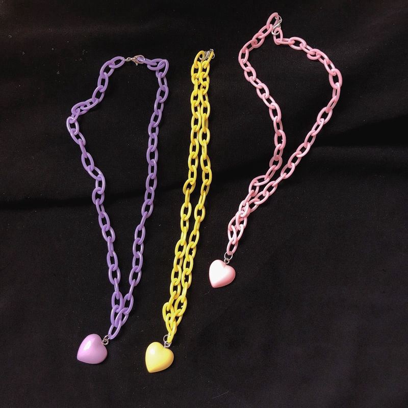 Vòng cổ mặt hình trái tim cá tính dễ thương retro phong cách Hàn Quốc