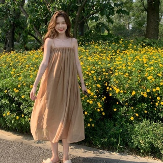 Summer French girls travel vacation loose halter skirt seaside dress long skirt beach skirt