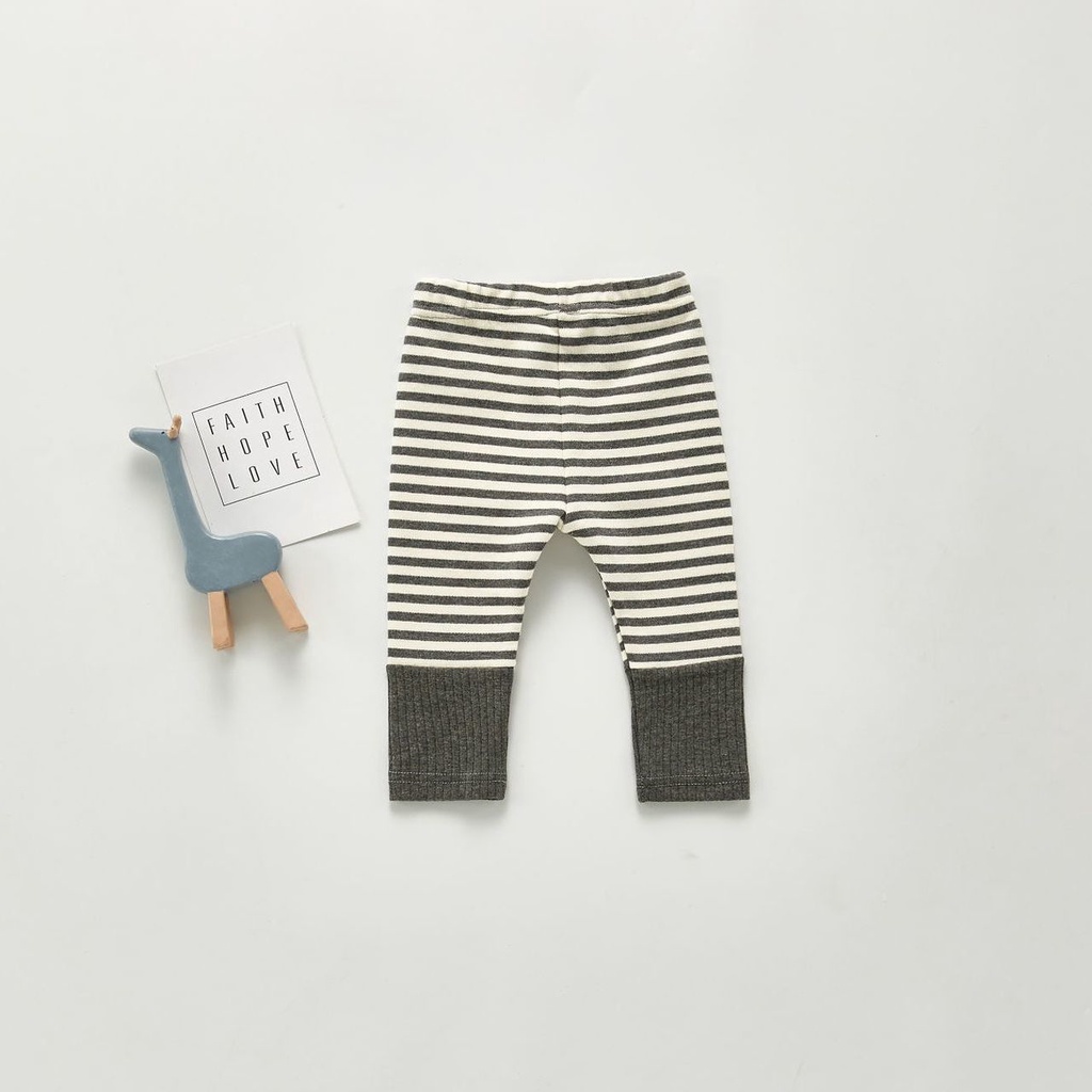 Quần legging cotton họa tiết kẻ sọc ngang xinh xắn cho bé gái 0-24 tháng tuổi