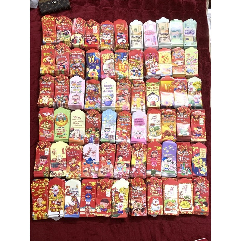 Combo 100 Bao Lì Xì Tết 2021 Tân Sửu Mẫu Mới Hàng Đẹp Loại I