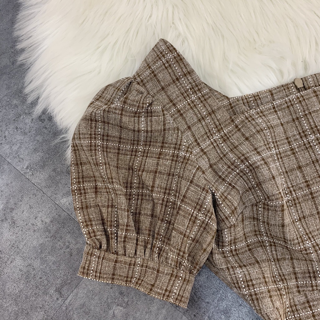 Váy Caro Mix Nơ Hack Eo