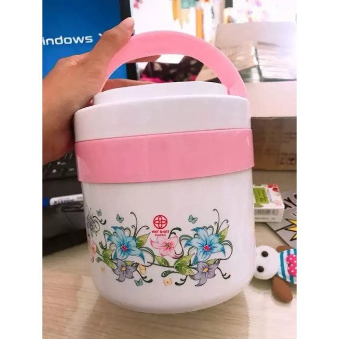 Hộp cơm giữ nhiệt 2 ngăn ruột inox nhựa Việt Nhật No 4032| Cặp lồng giữ nhiệt 2 tầng