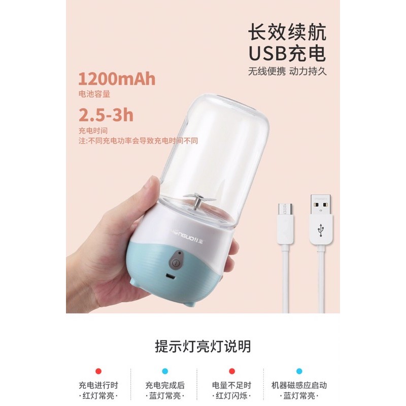 (4 lưỡi và 6 lưỡi - BH 1 đổi 1 )Máy say sinh tố cầm tay, máy sạc pin, TIỆN LỢI NHỎ GỌN, MODEL HG-186