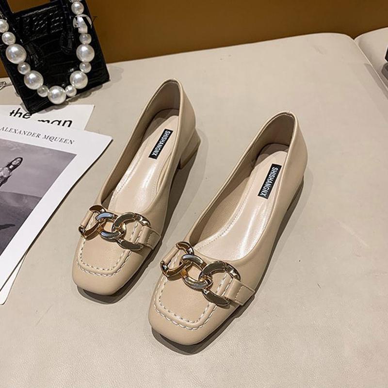 Giày búp bê IELGY mũi vuông đế thấp thời trang Hàn Quốc