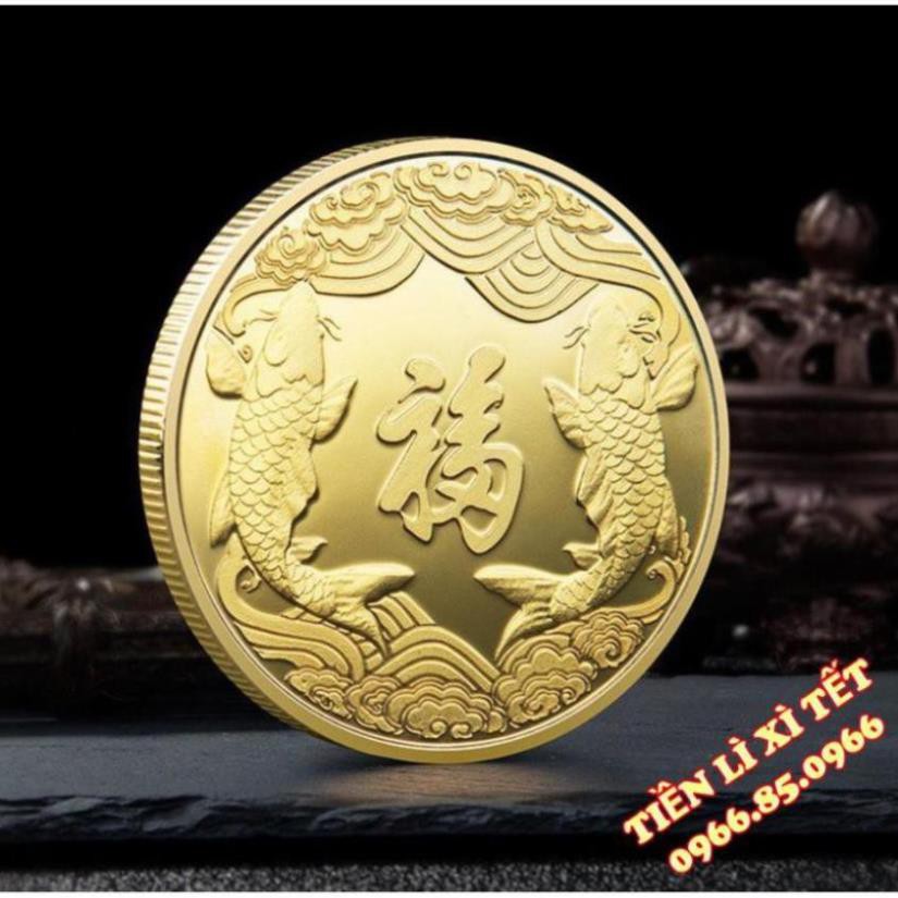 [[GIẢM GIÁ]]Đồng Xu Hình Phật Quan Âm Kèm Túi Gấm May Mắn Quà Tặng Phong Thủy