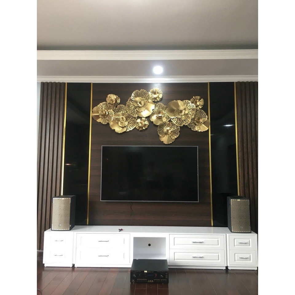 Tranh Sắt Treo Tường Trang Trí Nhà Cửa Họa Tiết Mai Vàng Khoe Sắc - Mã 950- Decor Kim Loại Phong Cách Mới kt 180*80cm