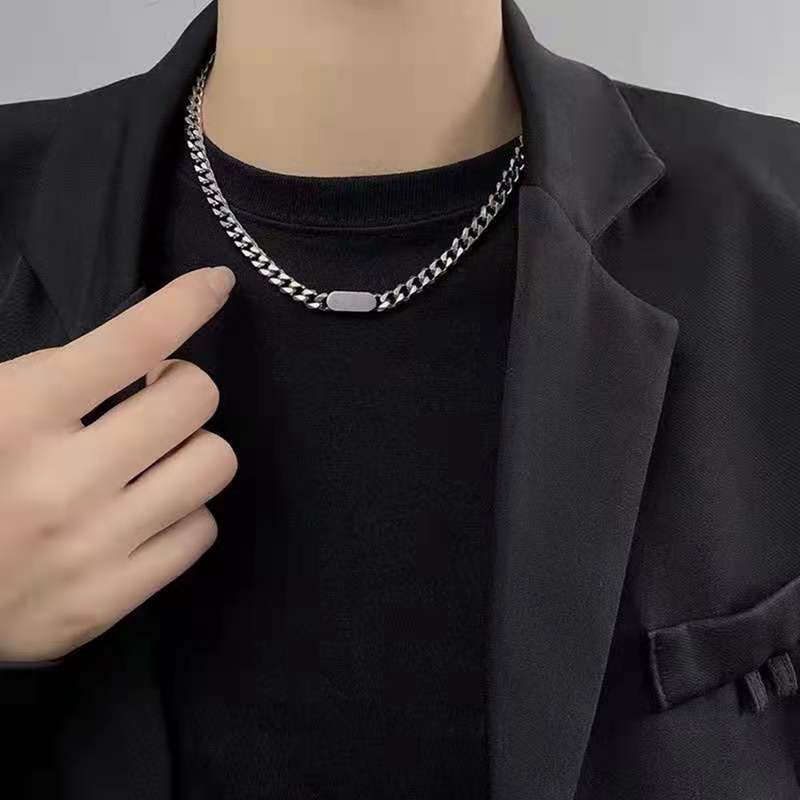Vòng cổ Mặt Vuông Đơn Giản Sáng Bóng Phong Cách Hip Hop