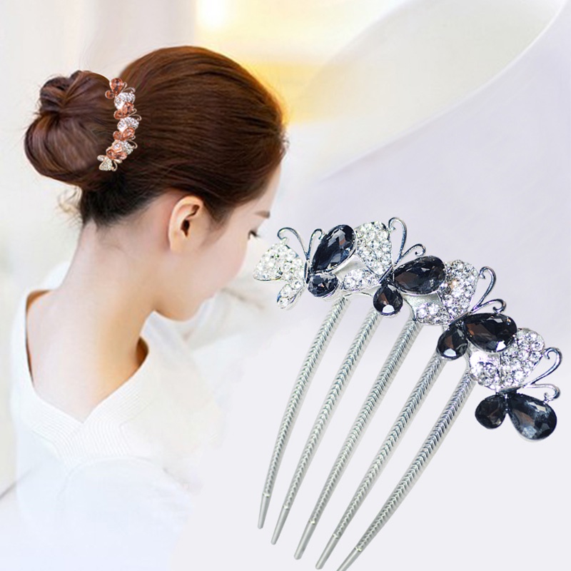 Lược Cài Tóc Đính Đá Hình Bướm Xinh Xắn