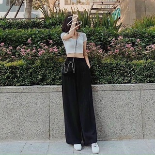 Quần suông nữ ống rộng dập ly siêu đẹp